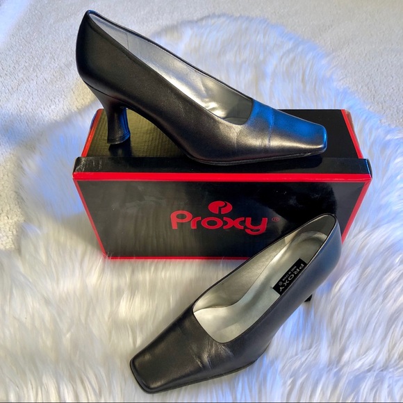 Proxy Shoes - PROXY “Charity” Pewter Leather Heels Pumps EUC